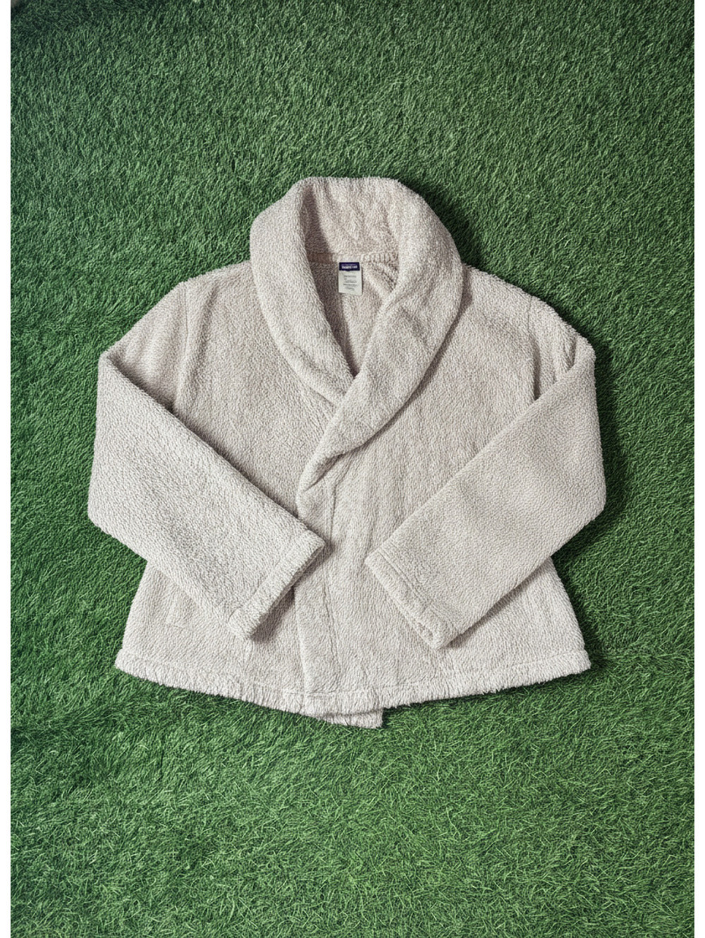 Vintage Patagonia Fleece Jacket Shawl Collar Beige Womens L